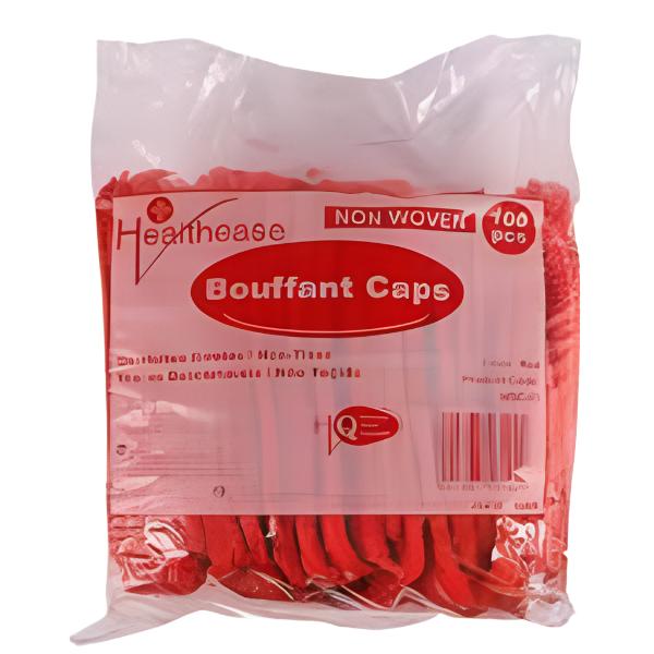 Healthease Mop Cap (Bouffant) Pack of 100 red