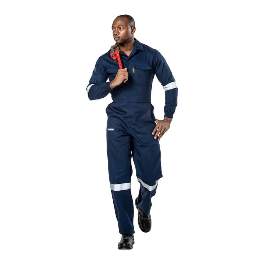 D59 Dromex Flame Retardant Boiler Suits with Reflective - Navy Blue