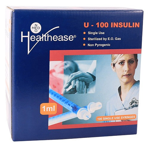 Healthease Syringes 3 Part Insulin Box of 100