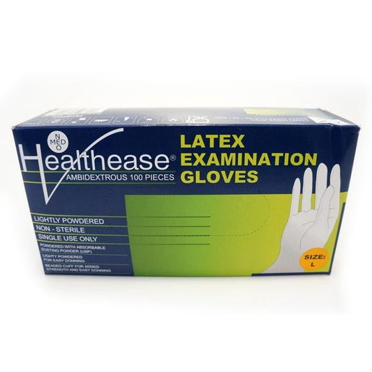 Healthease Latex Gloves Non Sterile Lightly Powdered Box of 100