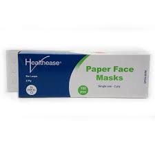 Healthease Paper Face Mask 2 Ply Ear Loop Box of 50