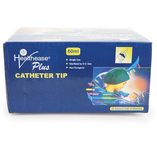 Healthease Syringes 3 Part Catheter Tip 60ml Latex Free Box of 20