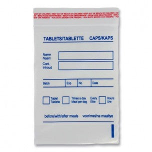 Tablet Bags, Printed - 75mm x 115mm Pack of 1000