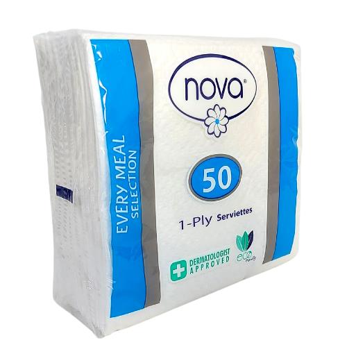 Nova 1 Ply Serviettes Pack of 50